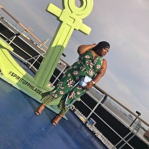 Plus Sized floral jumpsuit with belt